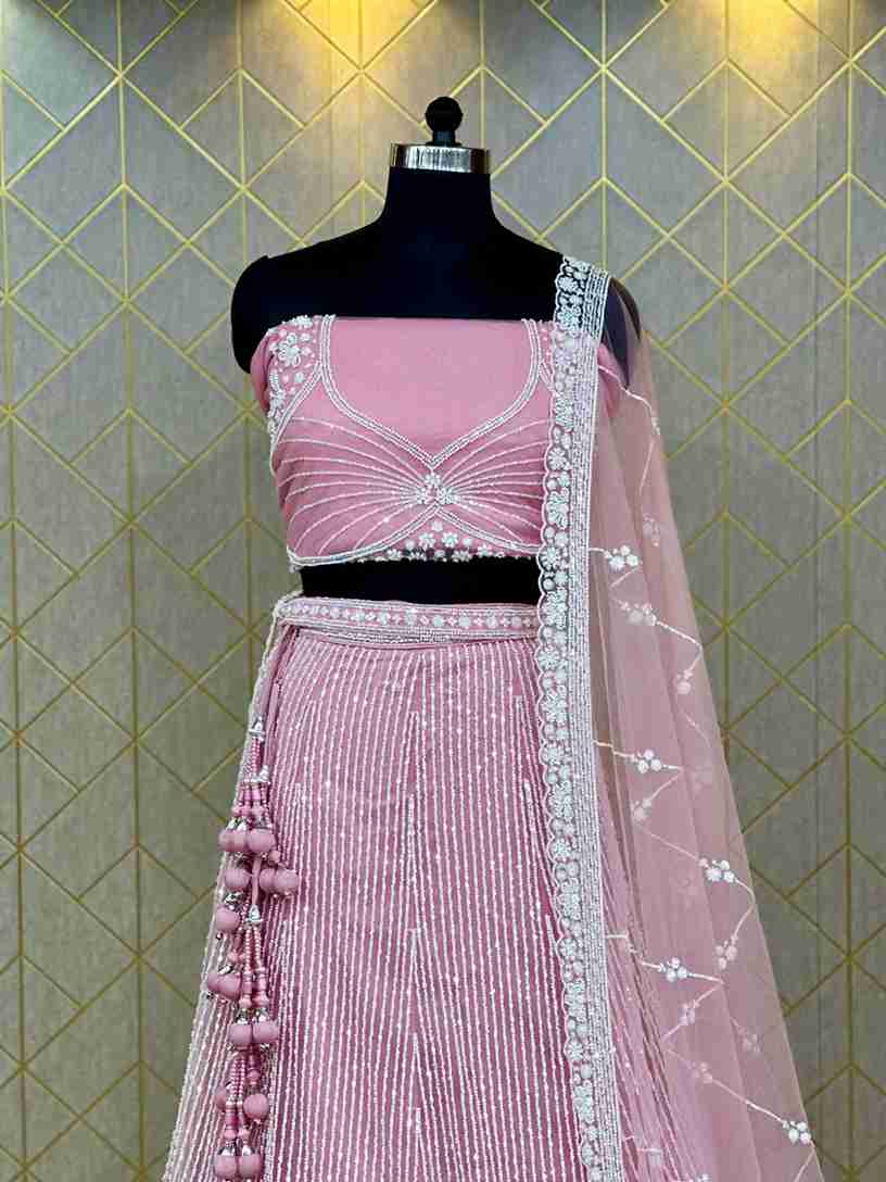 Sequin Embroidered Georgette Lehenga Set