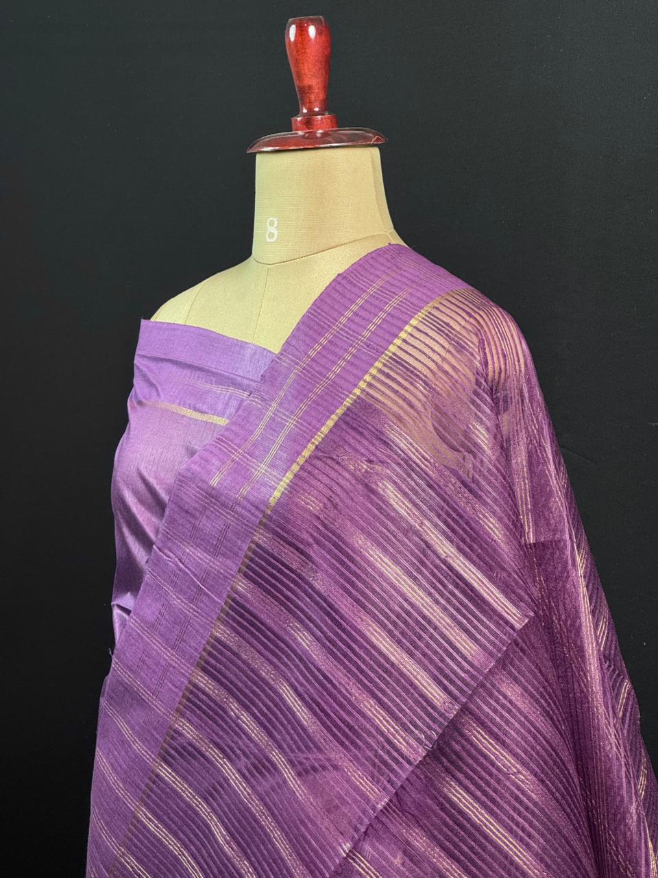 Stylish Semi Tussar Linen Silk Saree