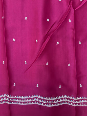 "Timeless Linen Silk Saree with a luxurious drape, combining comfort and elegance. Perfect for festive and ethnic wear, featuring a beautiful blend of linen and silk."