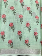 Linen silk saree with light texture and soft sheen – ideal for daily and festive wear