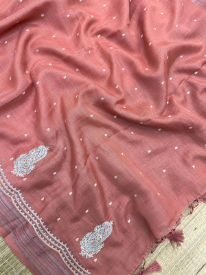 "Timeless Linen Silk Saree with a luxurious drape, combining comfort and elegance. Perfect for festive and ethnic wear, featuring a beautiful blend of linen and silk."