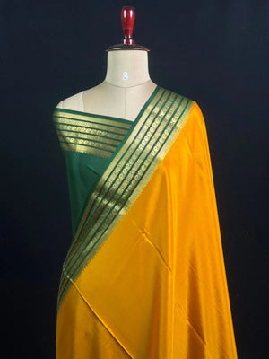 Traditional Pure Mysore Silk Saree with Meena Bentex