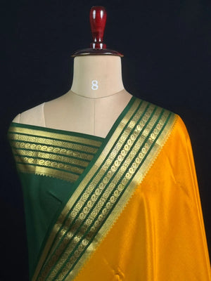 Traditional Pure Mysore Silk Saree with Meena Bentex