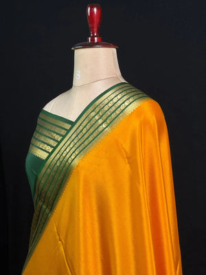 Traditional Pure Mysore Silk Saree with Meena Bentex
