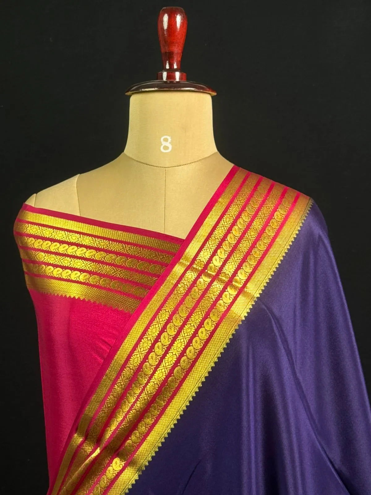 Traditional Pure Mysore Silk Saree with Meena Bentex