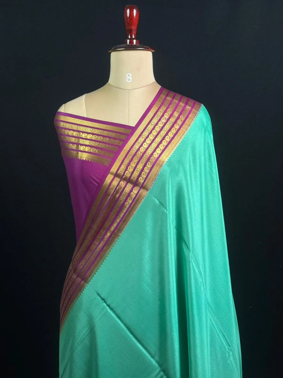 Traditional Pure Mysore Silk Saree with Meena Bentex