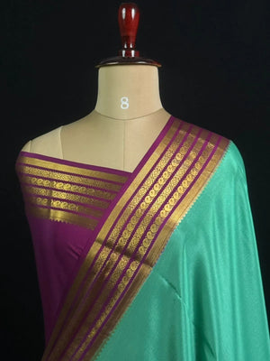 Traditional Pure Mysore Silk Saree with Meena Bentex