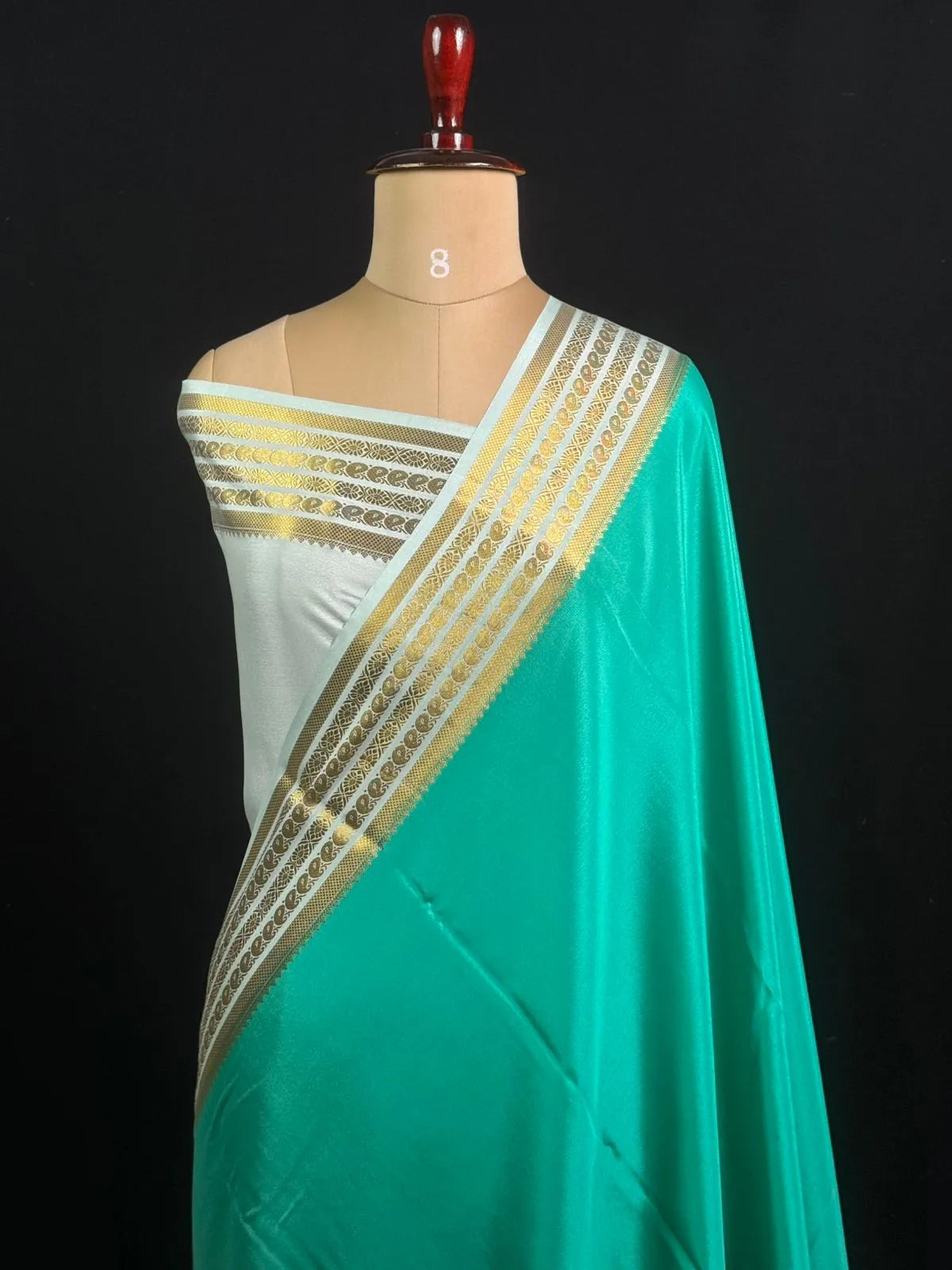 Traditional Pure Mysore Silk Saree with Meena Bentex