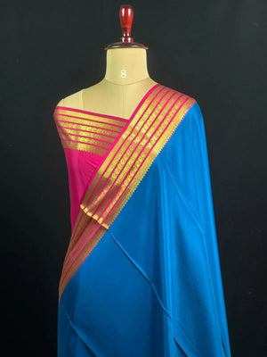 Traditional Pure Mysore Silk Saree with Meena Bentex