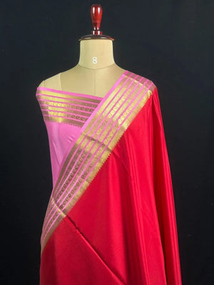 Traditional Pure Mysore Silk Saree with Meena Bentex