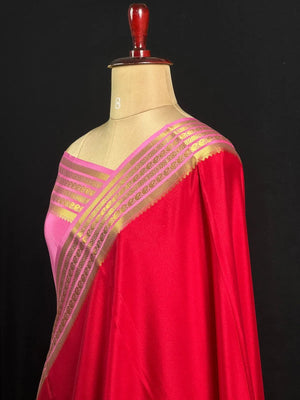 Traditional Pure Mysore Silk Saree with Meena Bentex