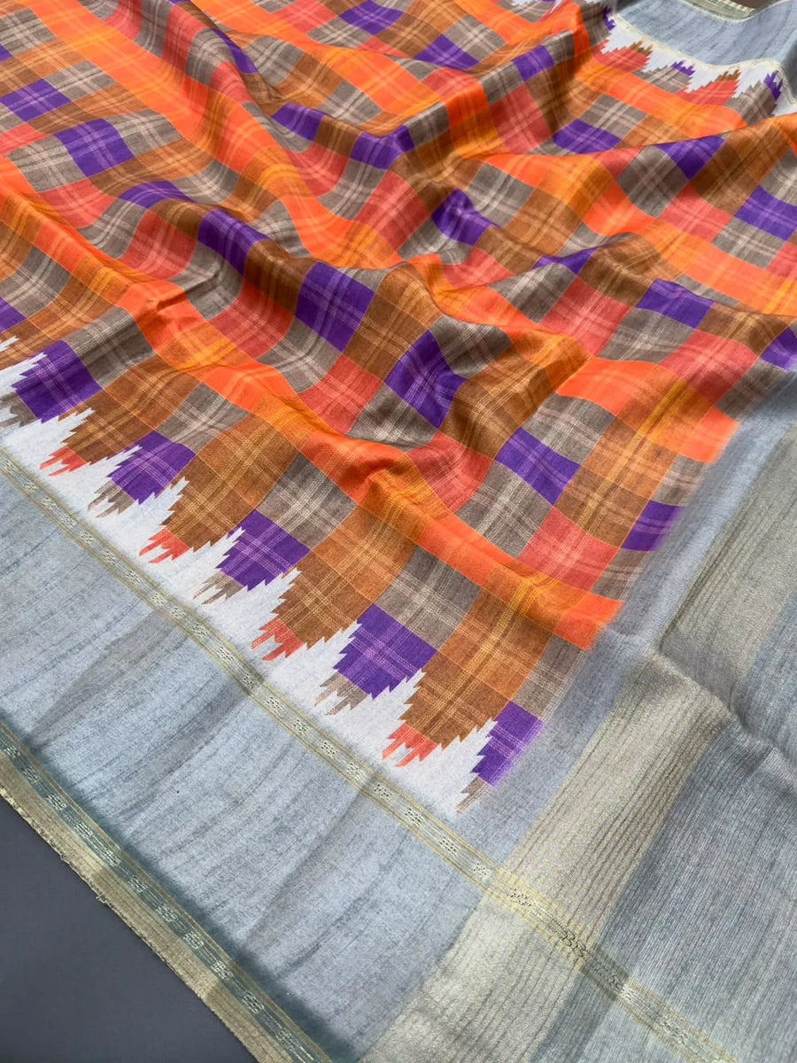 Munga Tusser Saree with Zari Border