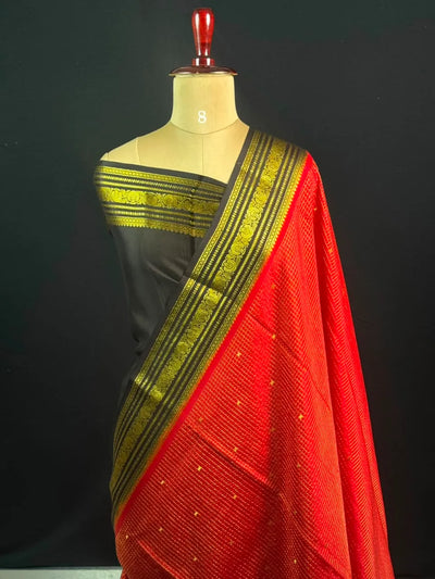 Authentic Pure Mysore Silk-Mungi Checks Star Design