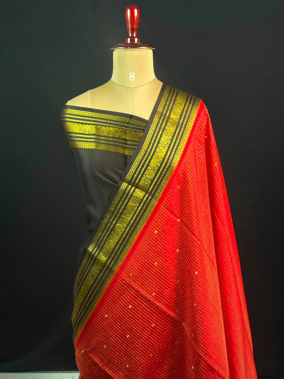 Authentic Pure Mysore Silk-Mungi Checks Star Design