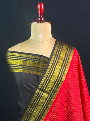 Authentic Pure Mysore Silk-Mungi Checks Star Design