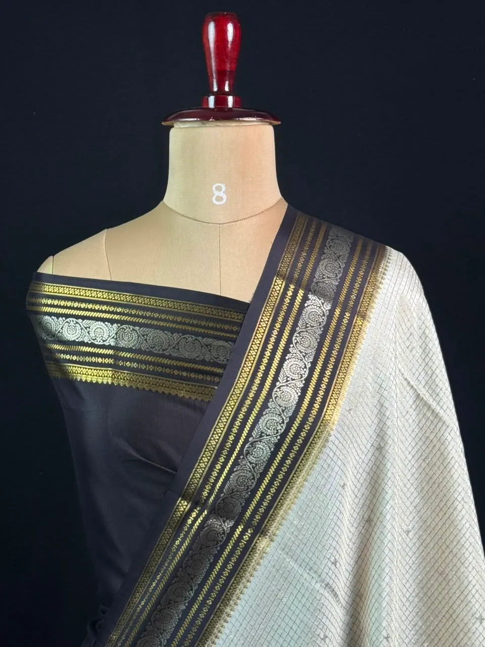 Authentic Pure Mysore Silk-Mungi Checks Star Design