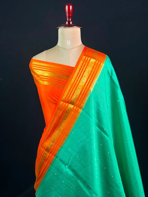 Authentic Pure Mysore Silk-Mungi Checks Star Design