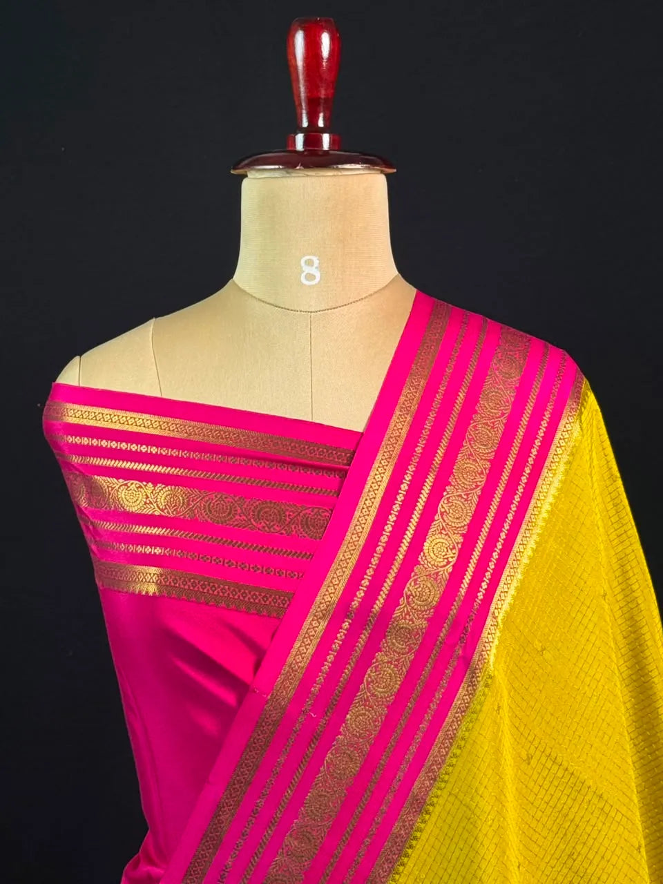 Authentic Pure Mysore Silk-Mungi Checks Star Design