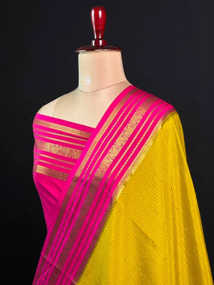 Authentic Pure Mysore Silk-Mungi Checks Star Design
