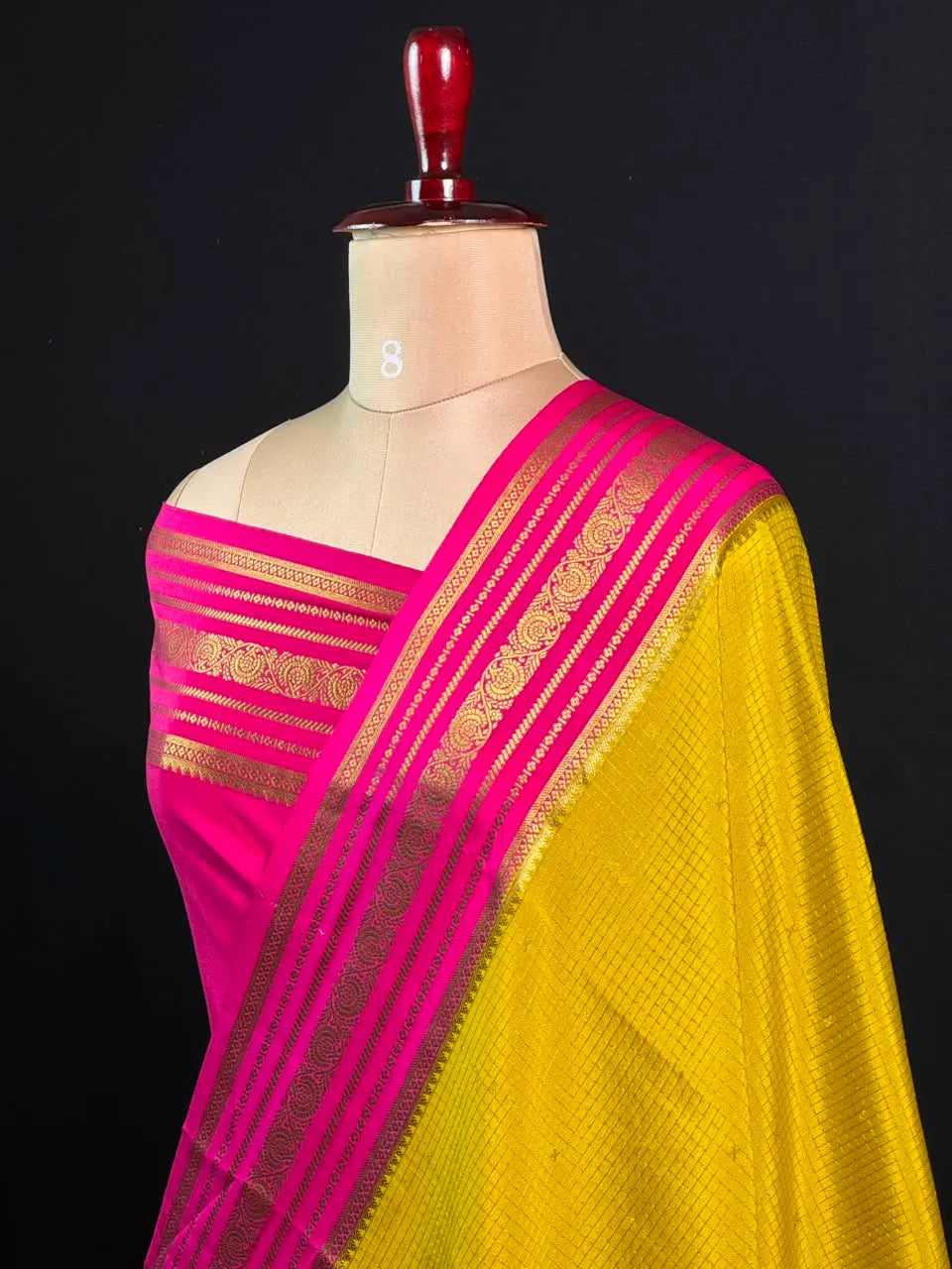 Authentic Pure Mysore Silk-Mungi Checks Star Design