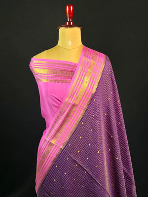 Authentic Pure Mysore Silk-Mungi Checks Star Design