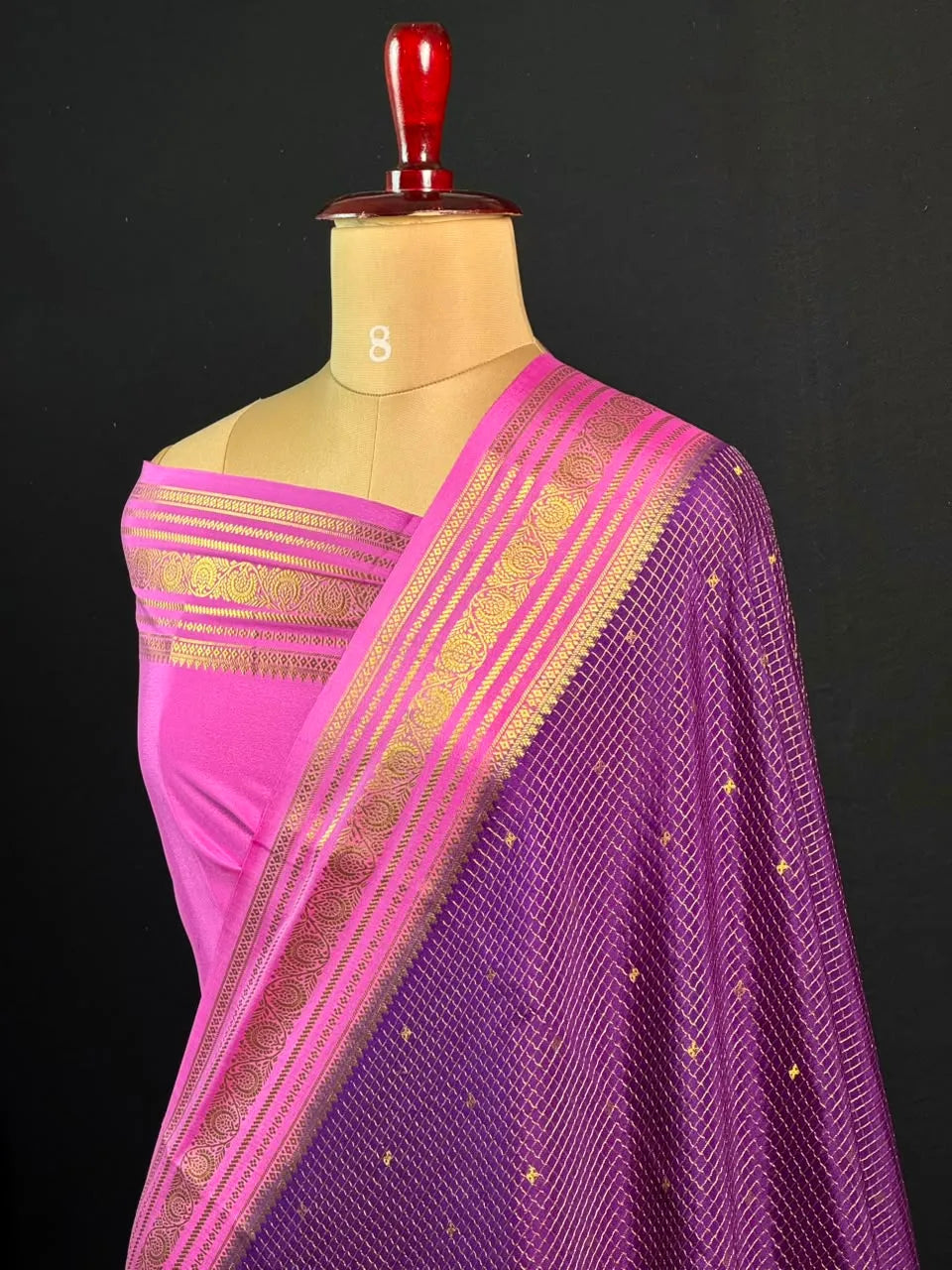 Authentic Pure Mysore Silk-Mungi Checks Star Design
