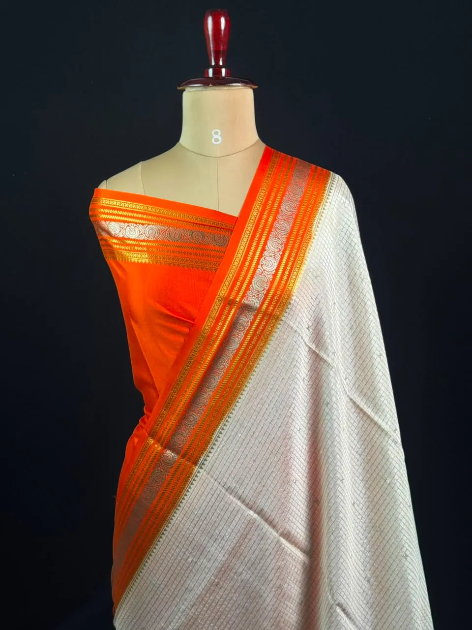 Authentic Pure Mysore Silk-Mungi Checks Star Design