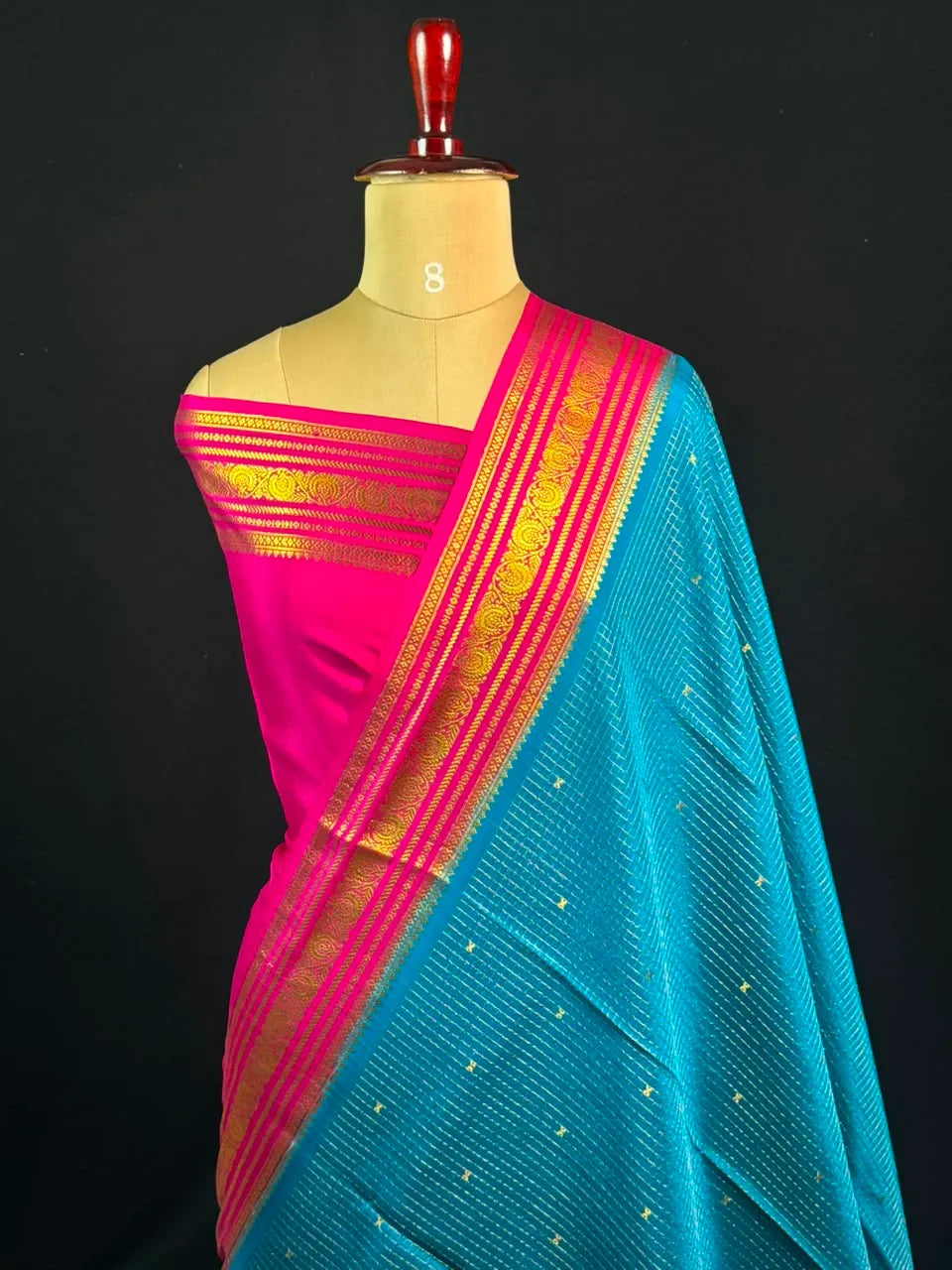Authentic Pure Mysore Silk-Mungi Checks Star Design