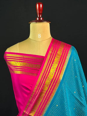 Authentic Pure Mysore Silk-Mungi Checks Star Design