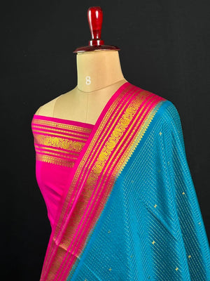 Authentic Pure Mysore Silk-Mungi Checks Star Design