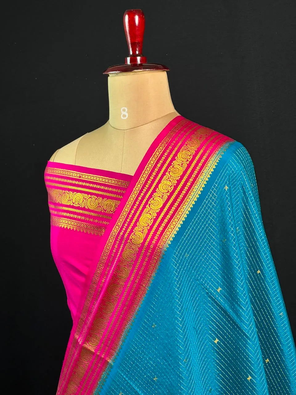 Authentic Pure Mysore Silk-Mungi Checks Star Design
