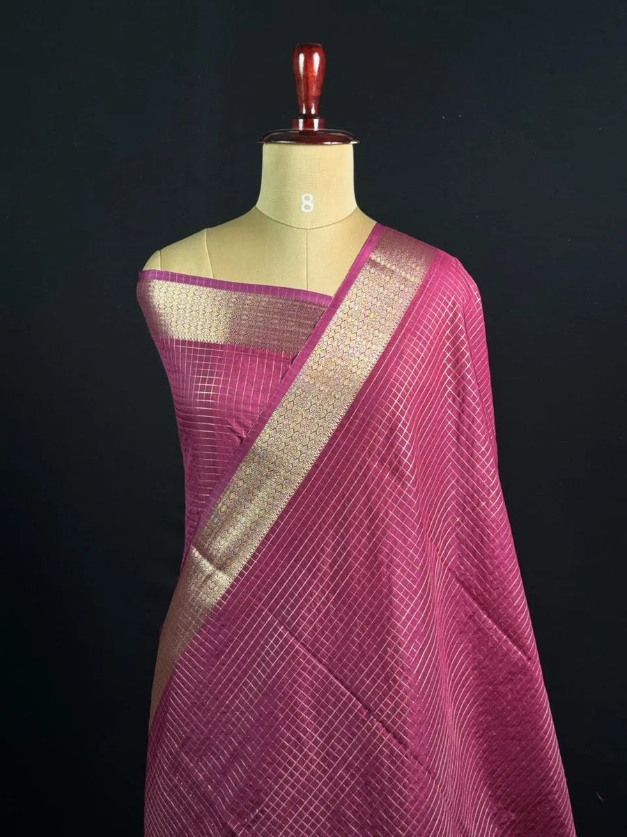 Semi Crepe Silk Saree with Classic Checks