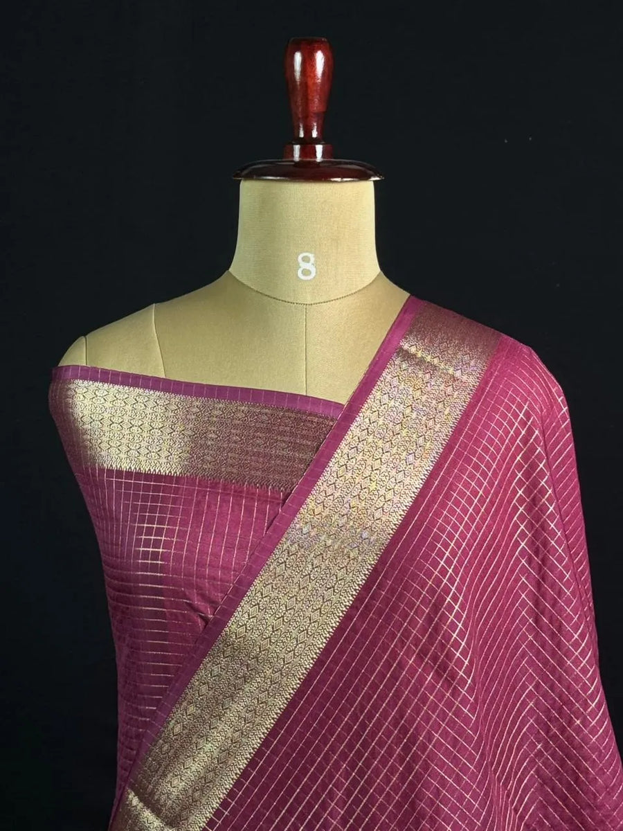 Semi Crepe Silk Saree with Classic Checks