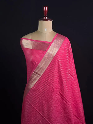 Semi Crepe Silk Saree with Classic Checks