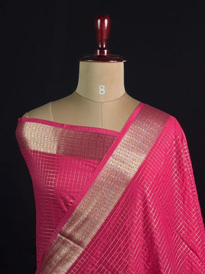 Semi Crepe Silk Saree with Classic Checks
