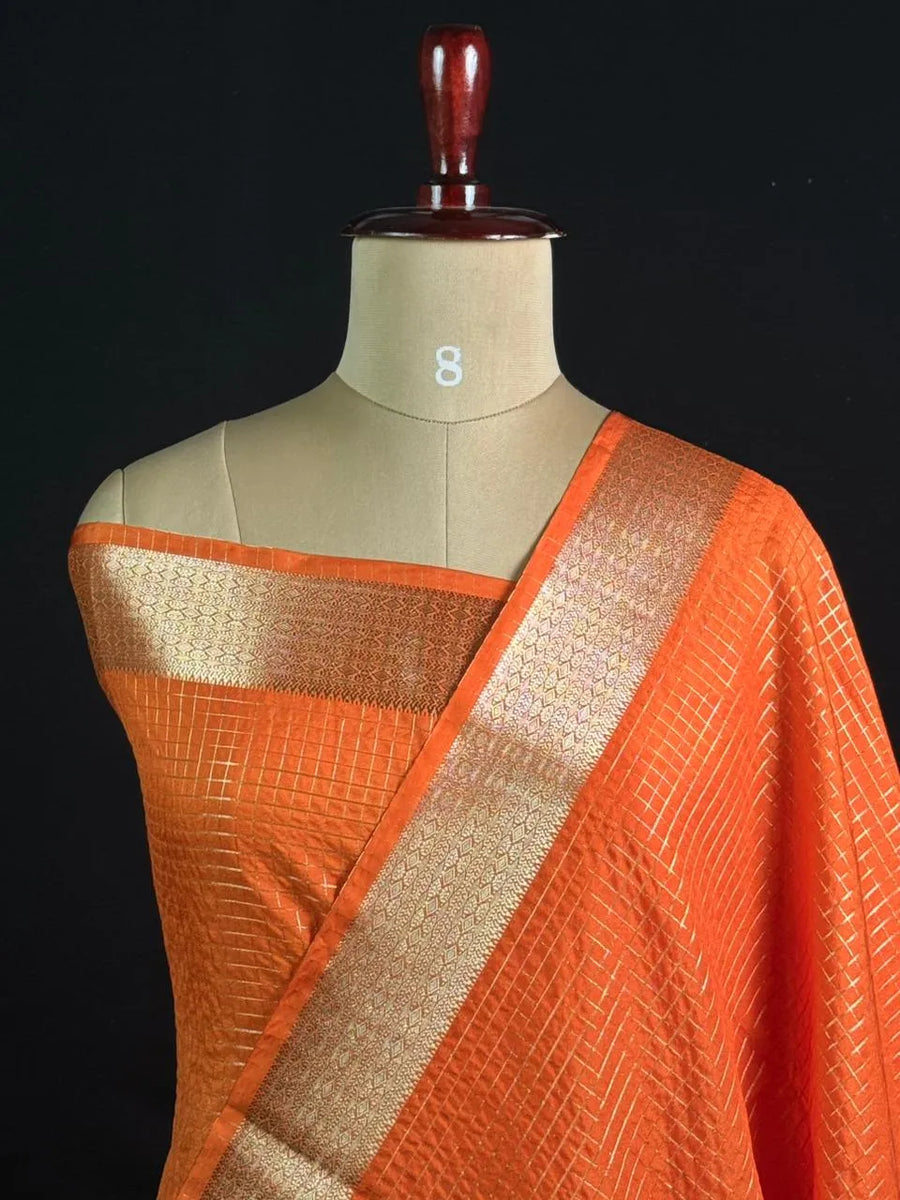 Semi Crepe Silk Saree with Classic Checks