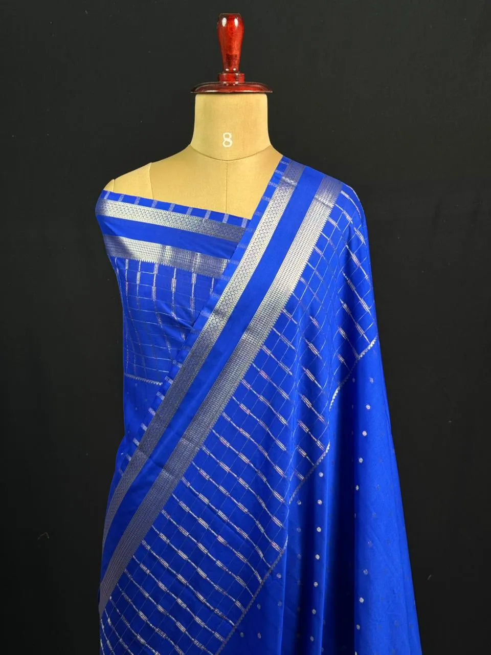 Stylish Semi Mysore Silk Saree with Traditional Chex Design