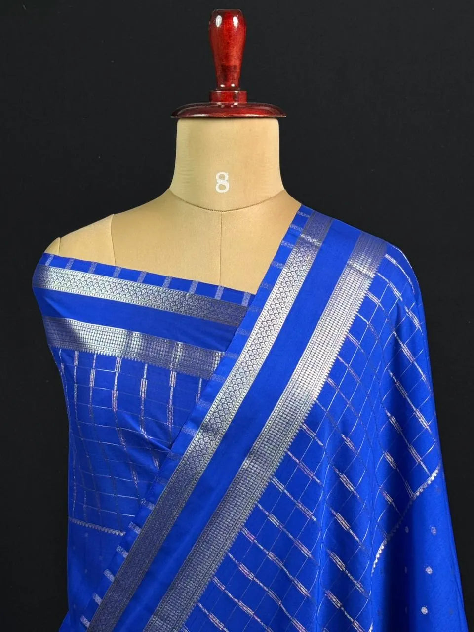 Stylish Semi Mysore Silk Saree with Traditional Chex Design