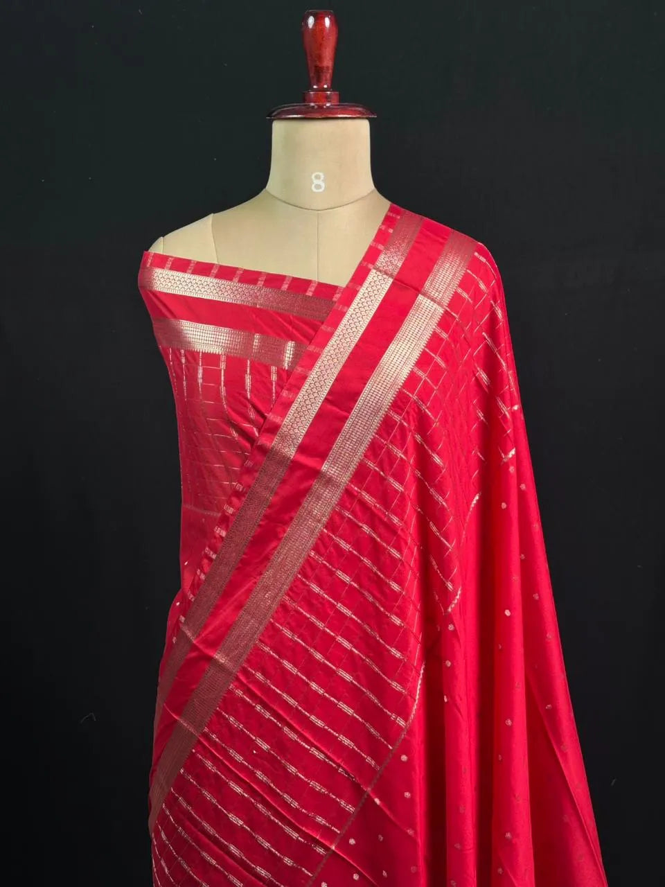 Stylish Semi Mysore Silk Saree with Traditional Chex Design