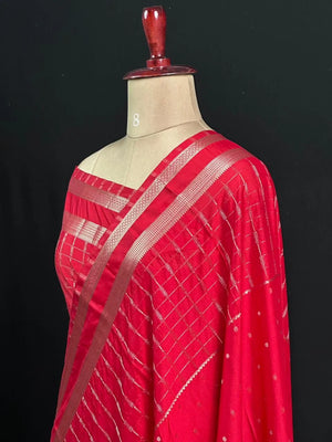 Stylish Semi Mysore Silk Saree with Traditional Chex Design