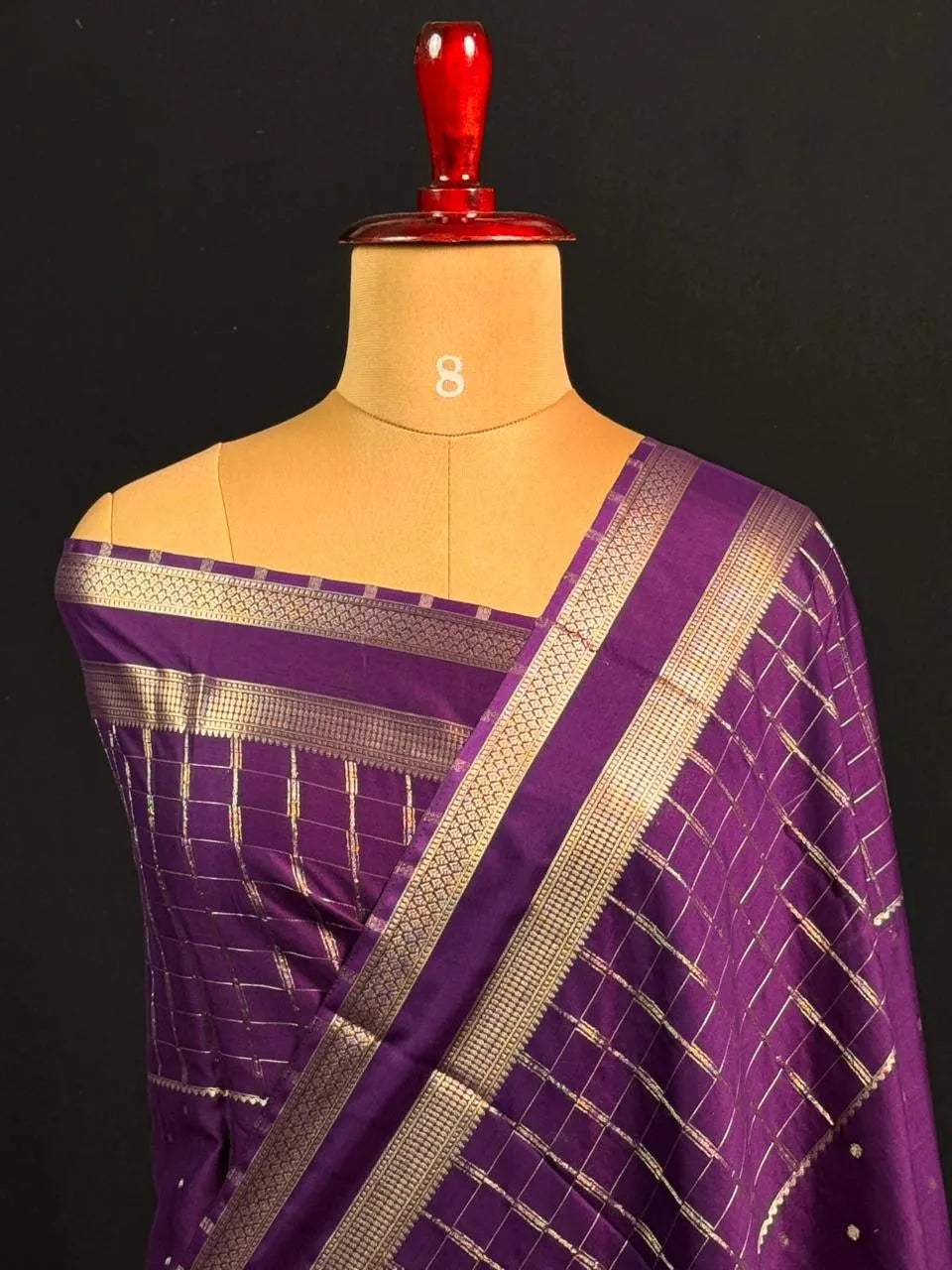 Stylish Semi Mysore Silk Saree with Traditional Chex Design