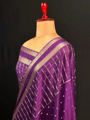 Stylish Semi Mysore Silk Saree with Traditional Chex Design