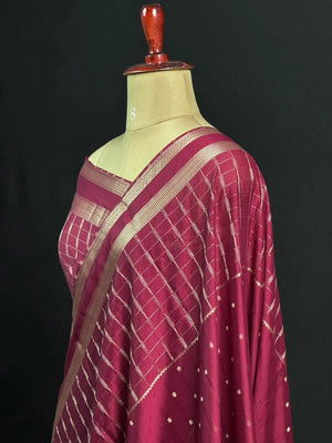 Stylish Semi Mysore Silk Saree with Traditional Chex Design