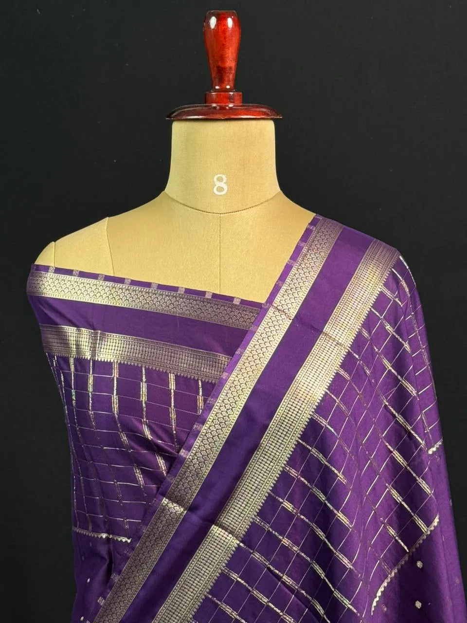 Stylish Semi Mysore Silk Saree with Traditional Chex Design