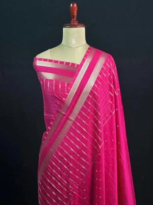 Stylish Semi Mysore Silk Saree with Traditional Chex Design