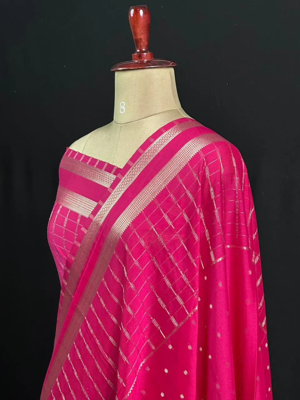 Stylish Semi Mysore Silk Saree with Traditional Chex Design