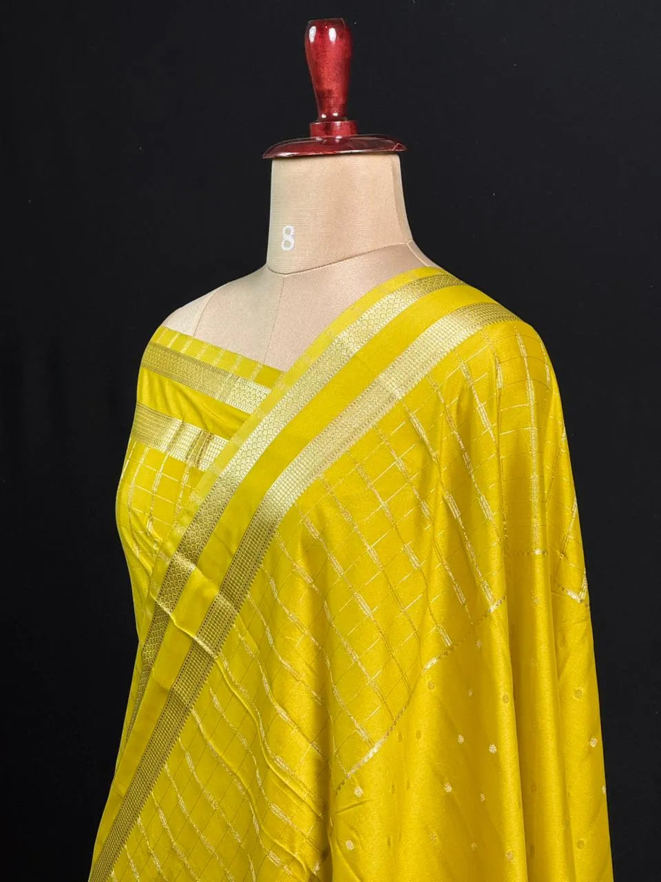Stylish Semi Mysore Silk Saree with Traditional Chex Design