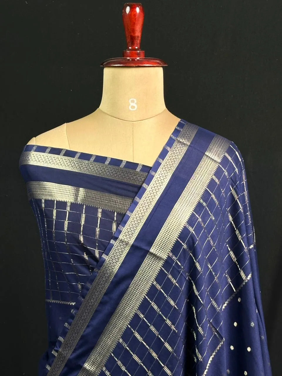 Stylish Semi Mysore Silk Saree with Traditional Chex Design