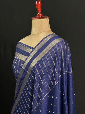 Stylish Semi Mysore Silk Saree with Traditional Chex Design