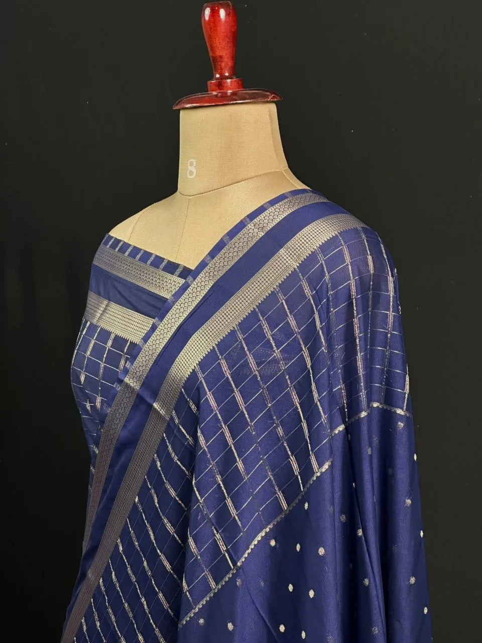 Stylish Semi Mysore Silk Saree with Traditional Chex Design